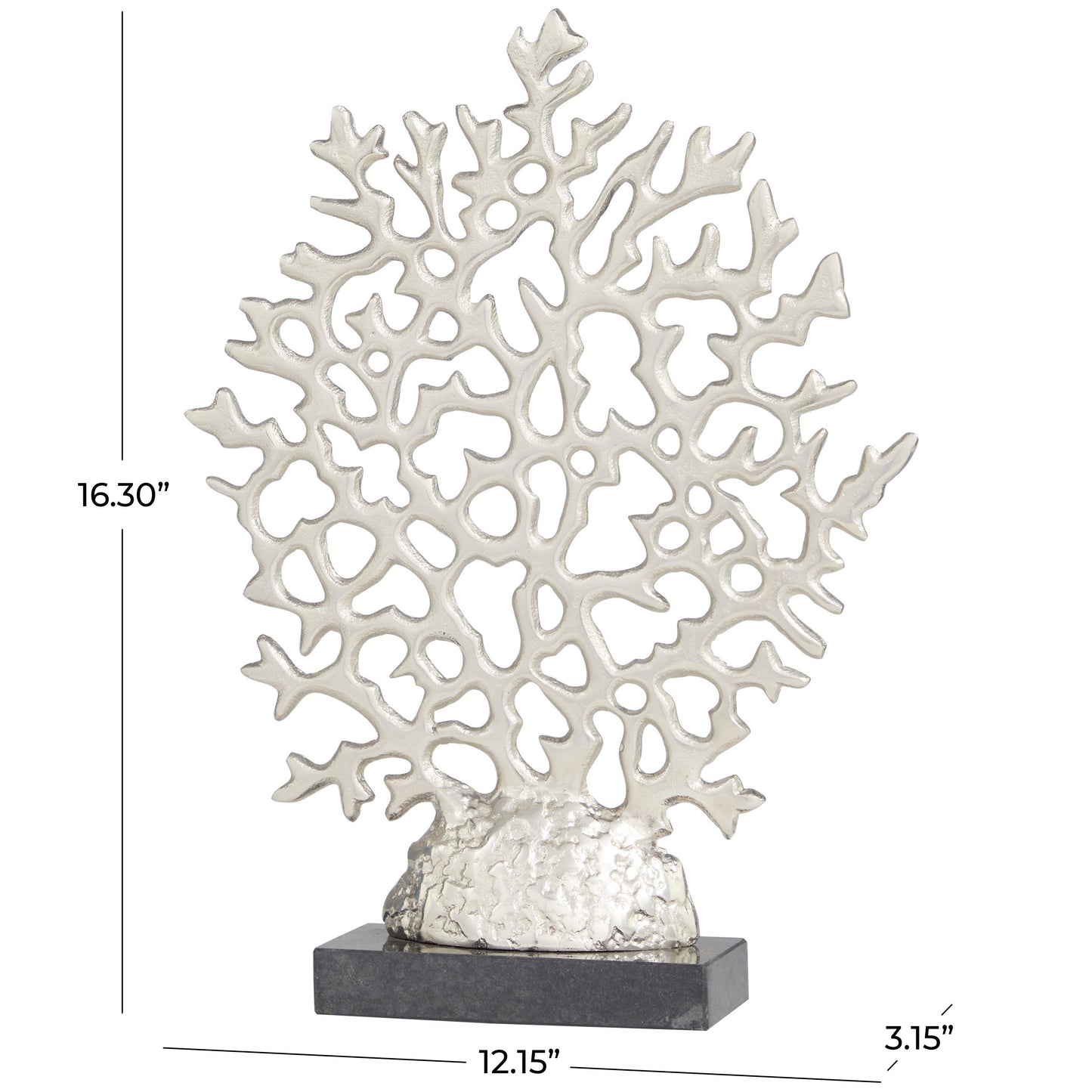Coastal Silver Aluminum Metal Sculpture: 12"W, 16"H