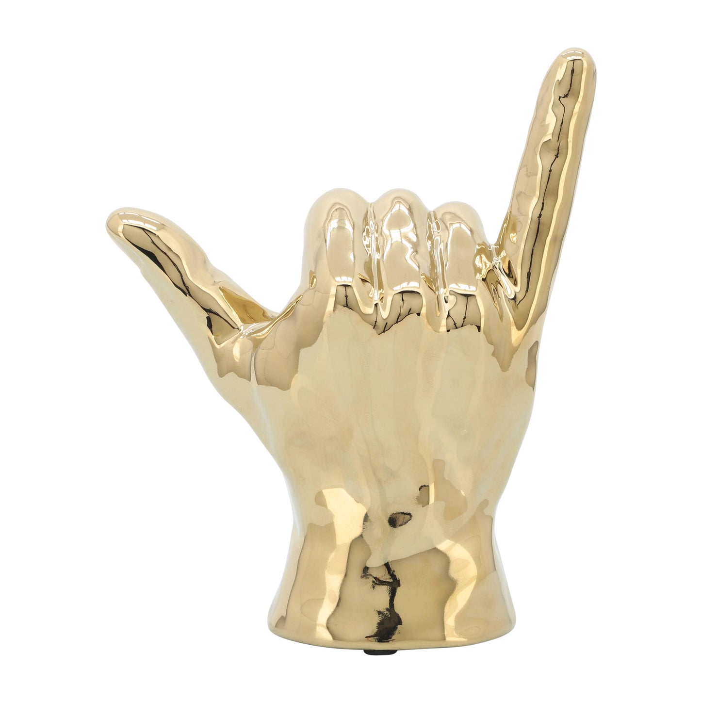 Decorative Sculpture - Gold Ceramic Hang Loose Hand, 7 in.