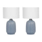 Ceramic Linen Shades Table Lamps Set of 2 - Blue, 18 in.