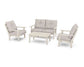 Lakeside 4-Piece Deep Seating Set in White / Dune Burlap