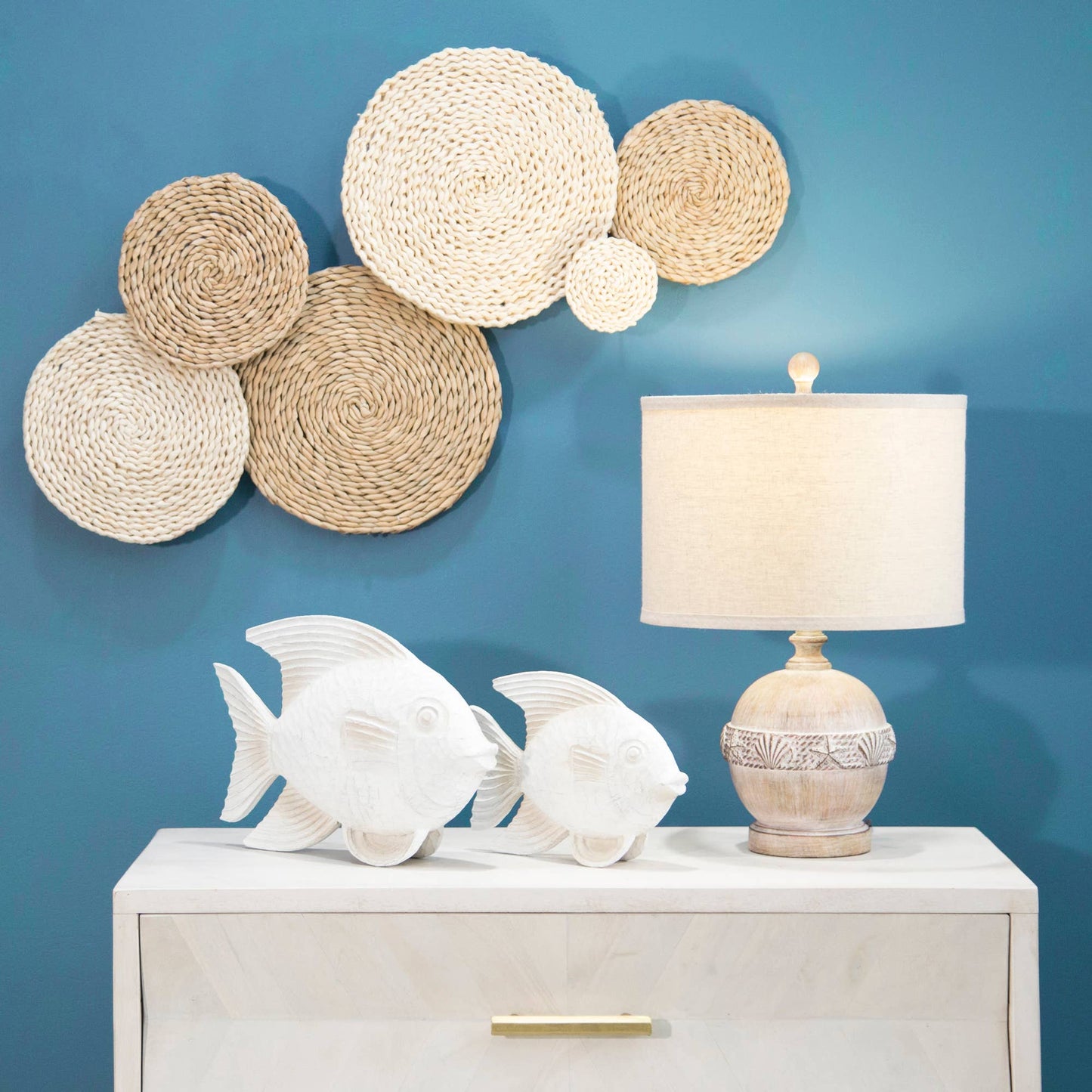 Resin Coastal Fish Decorative Figurine - White, 14 in.
