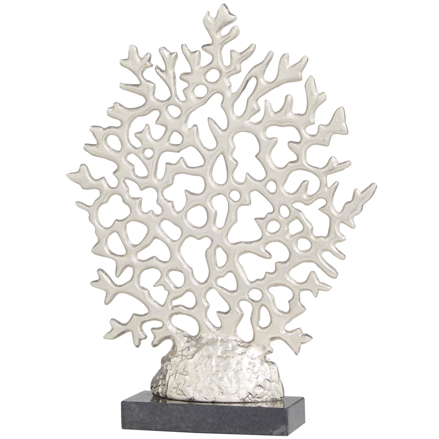 Coastal Silver Aluminum Metal Sculpture: 12"W, 16"H