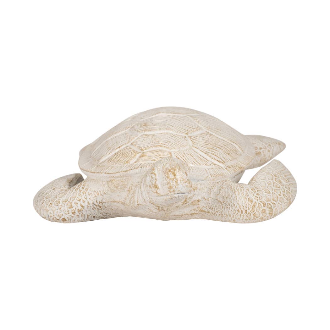 Decorative Figurine - Ivory Resin Solid Sea Turtle. 10 in.