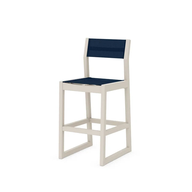 Polywood Edge Sling Bar Chair in Sand/ Navy