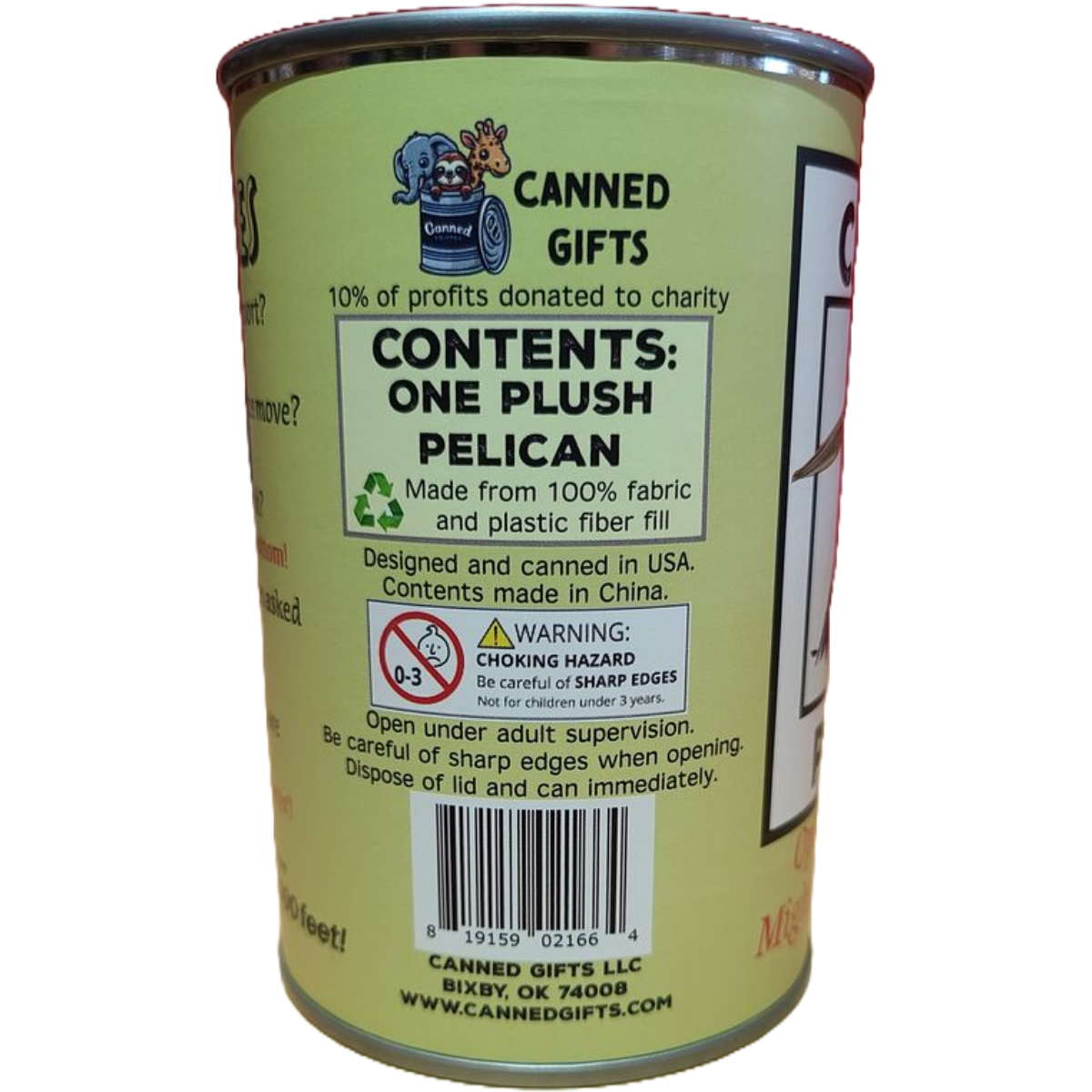 Swoops the Canned Pelican - Eco-Friendly and Recycled Gift: Pop Top Lid