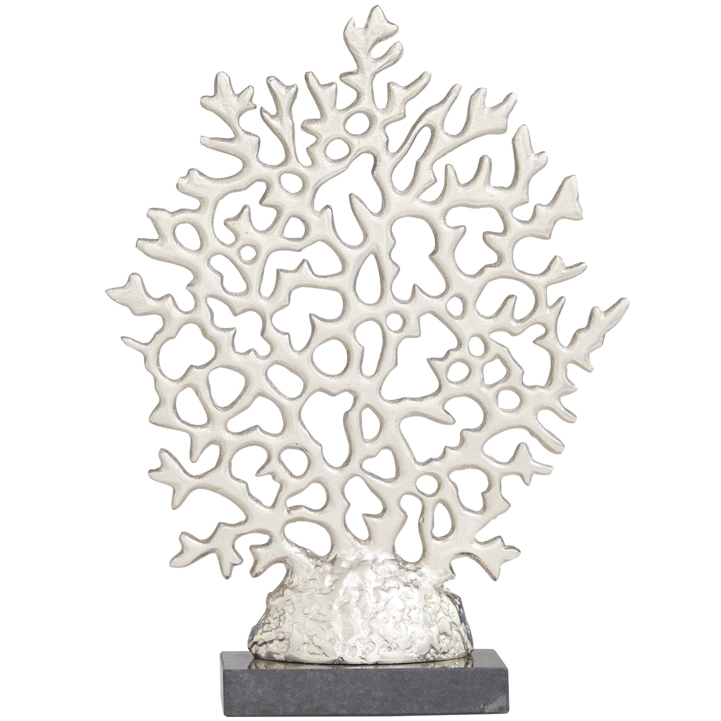 Coastal Silver Aluminum Metal Sculpture: 12"W, 16"H
