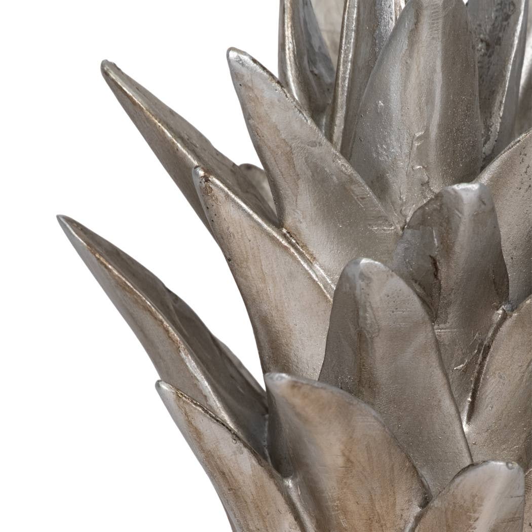 Sculpture - Ivory/Green Resin Seashell Pineapple, 13 in.