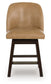 Neymorton - Dark Grayish Brown - Upholstered Swivel Faux Leather Barstool (Set of 2)