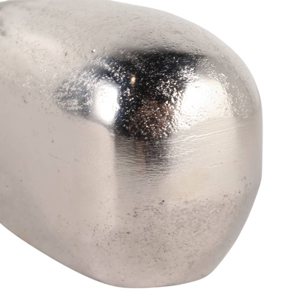 Decorative Figurine - Silver Metal Whale, 7 in.