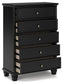 Lanolee - Black - Five Drawer Chest