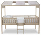Wrenalyn - White / Brown / Beige - Twin Loft Bed with Roof Panels