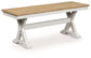 Purlaney - Antique White / Natural - Large Dining Room Bench