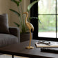 Figurine - Gold Metal Standing Crane Gleaming Finish, 16 in.