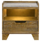 Henderson - 1-Drawer LED Nightstand Bedside Table - Medium Oak