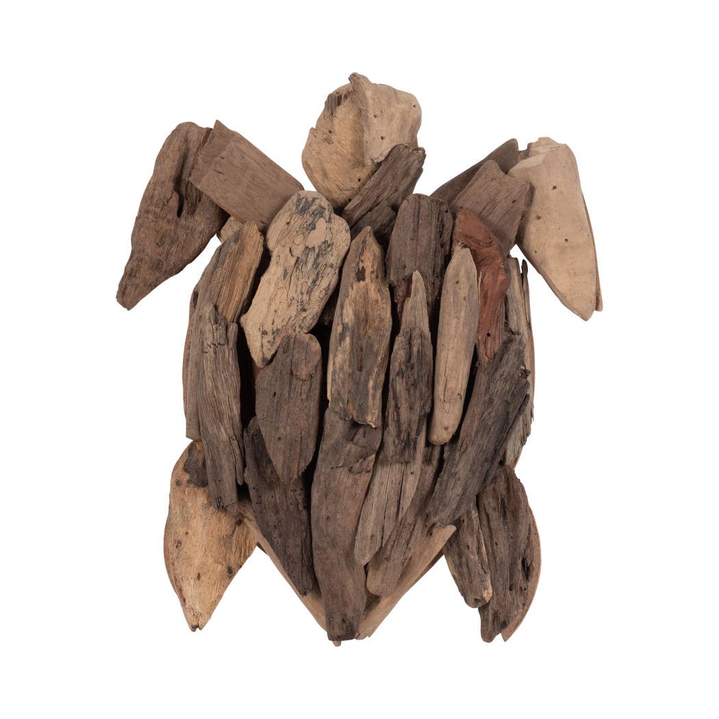Driftwood Coastal Turtle Wall Figurine - Brown, 12 in.