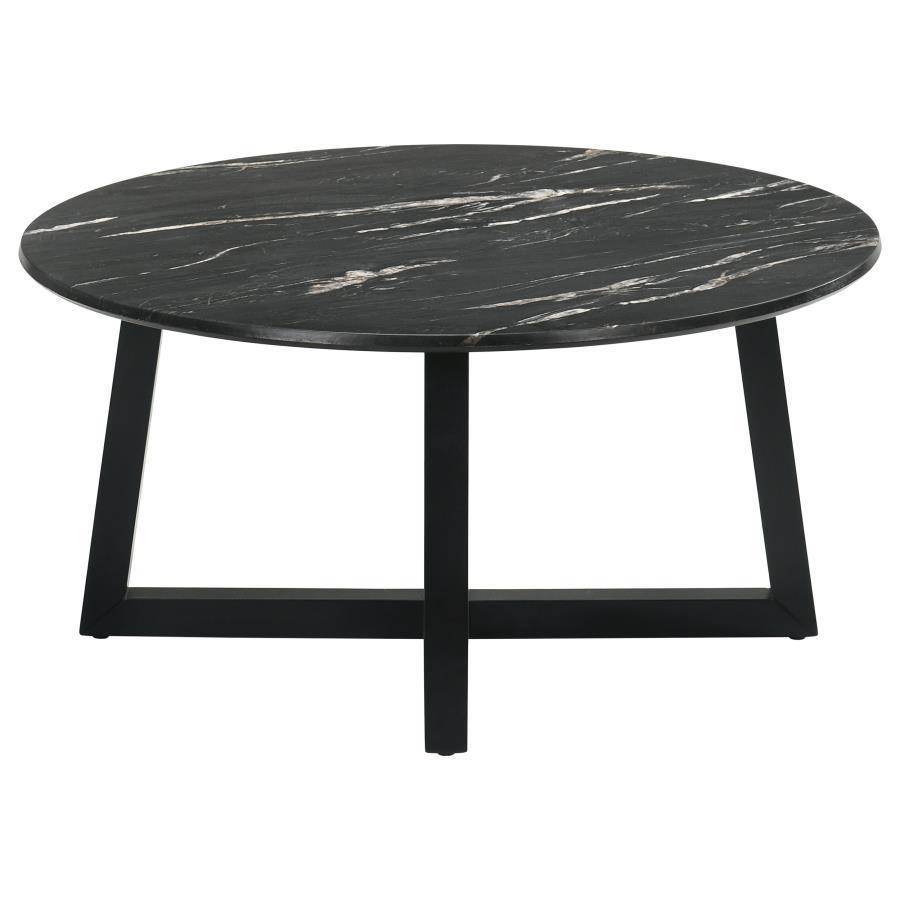 Skylark - Round Marble - Like Smart Top Coffee Table - Black