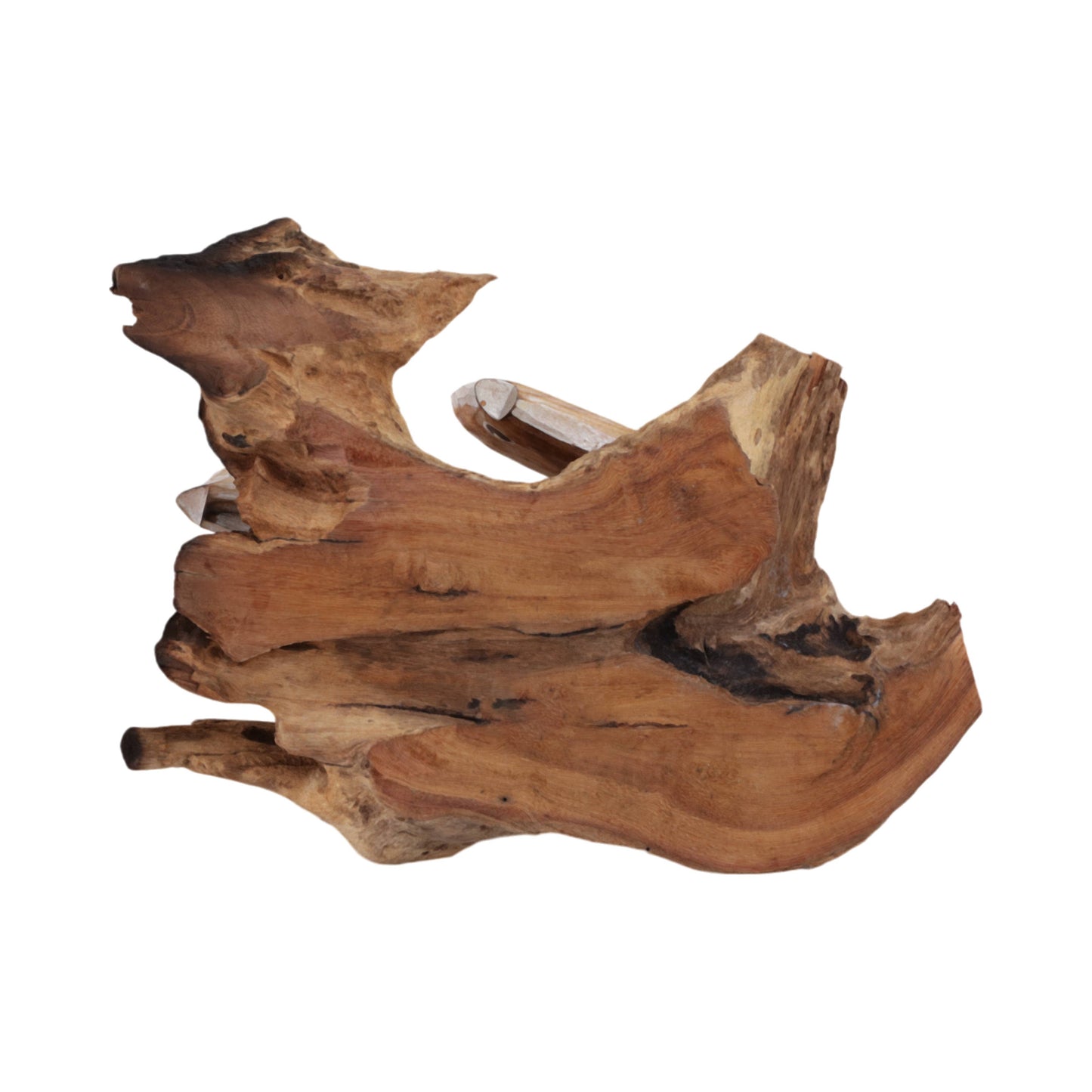 Figurine - Brown Wood Swimming Fish on Branch, 12 in