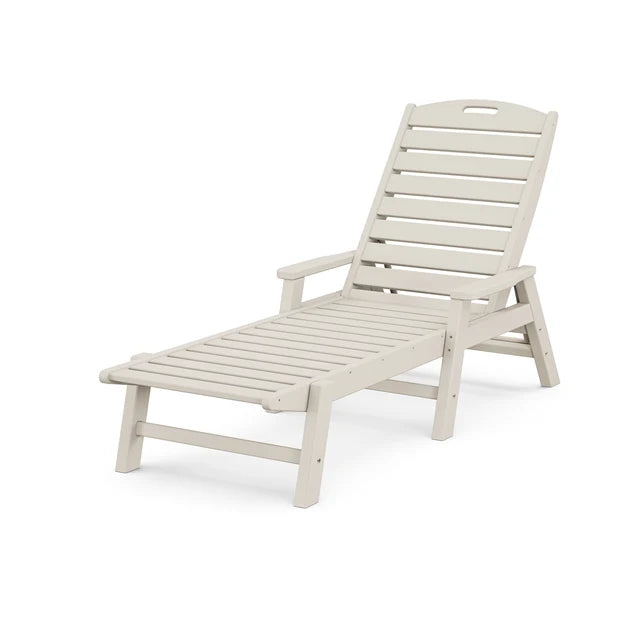 Polywood Nautical Chaise with Arms in Sand