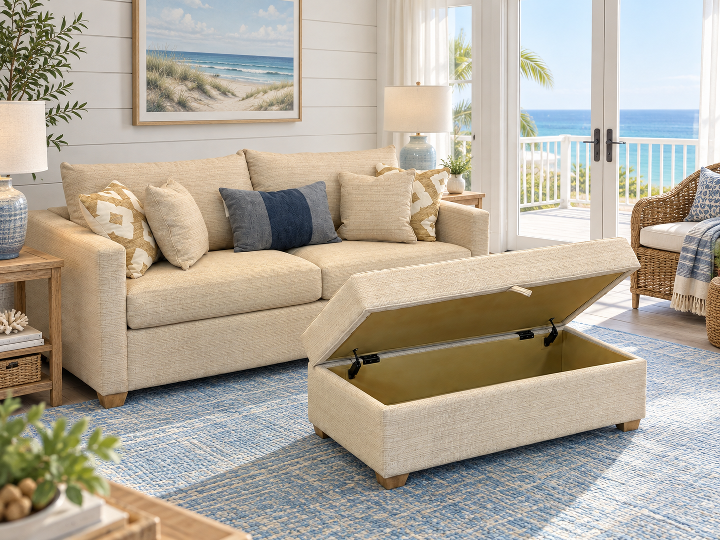 JP Max Queen Sleeper Sofa and Ottoman