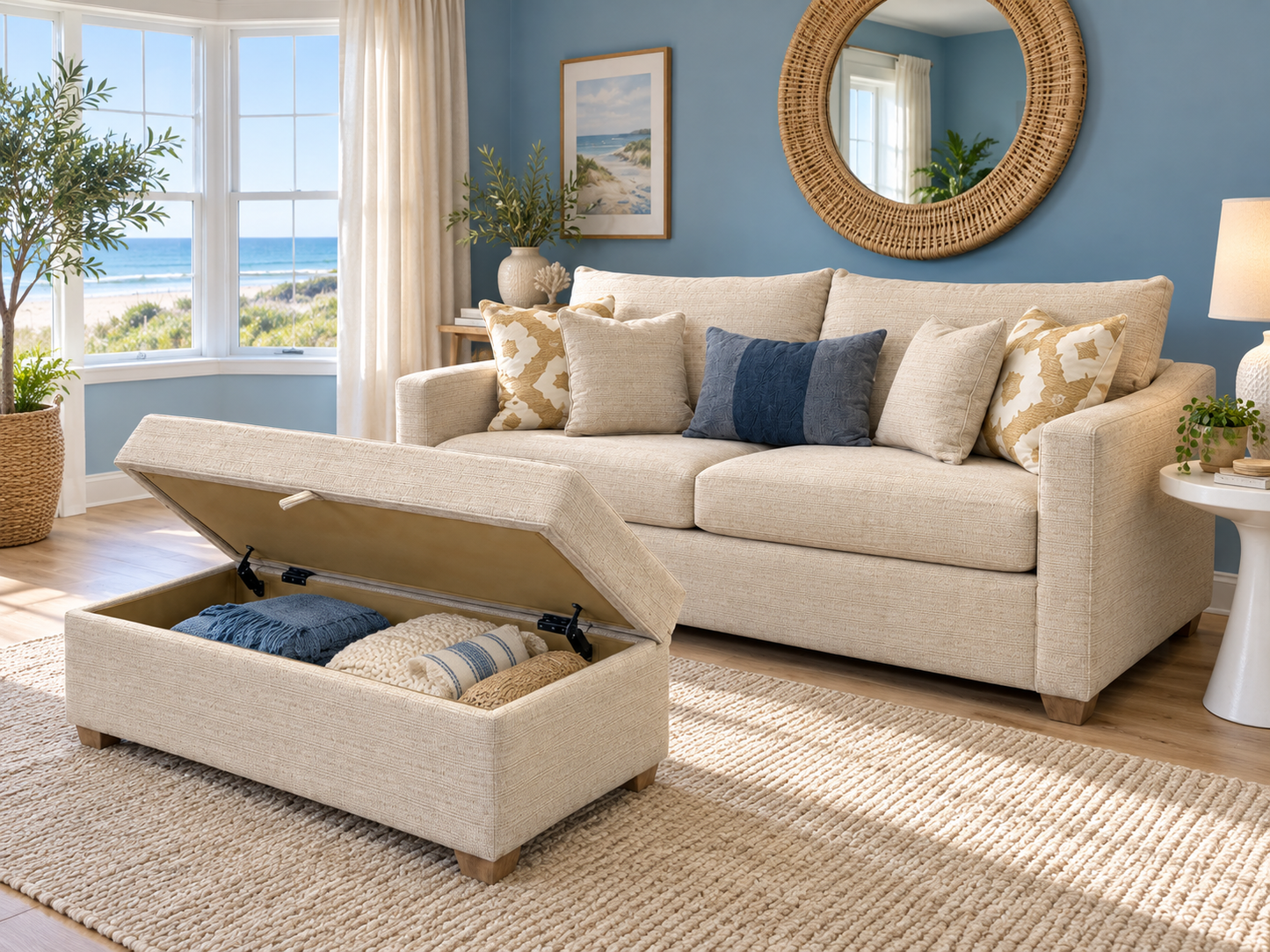 JP Max Queen Sleeper Sofa and Ottoman