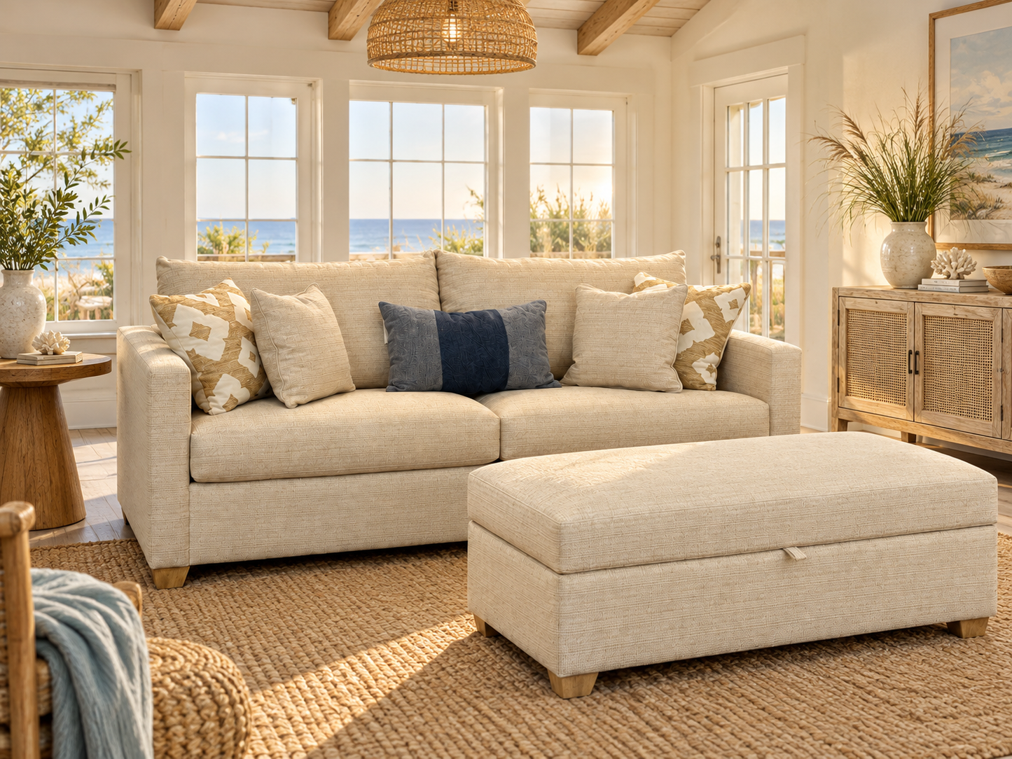 JP Max Queen Sleeper Sofa and Ottoman
