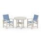 Polywood Coastal 3-Piece Round Dining Set in Sand / Poolside Sling