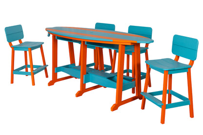 Beaver Dam 8' Surf-Aira Table w/ 6 Saddle Stool with Back