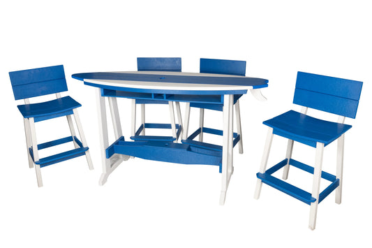 Beaver Dam 6' Surf-Aira Table with 4 Saddle Stools w/backs